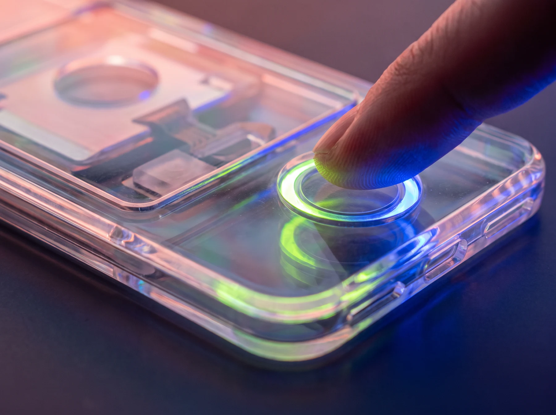 Abstract phone interaction control under coloured light